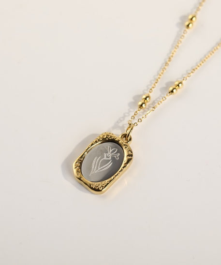Polished Birthday Flower Mirror Necklace