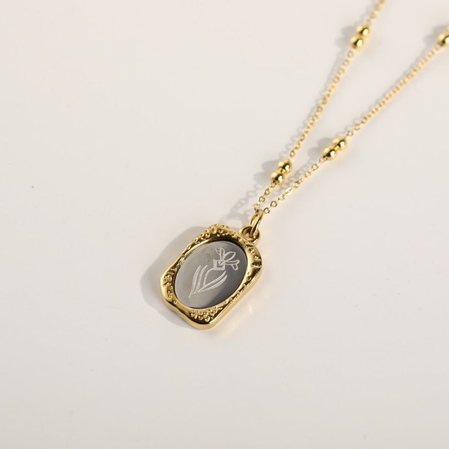 Polished Birthday Flower Mirror Necklace