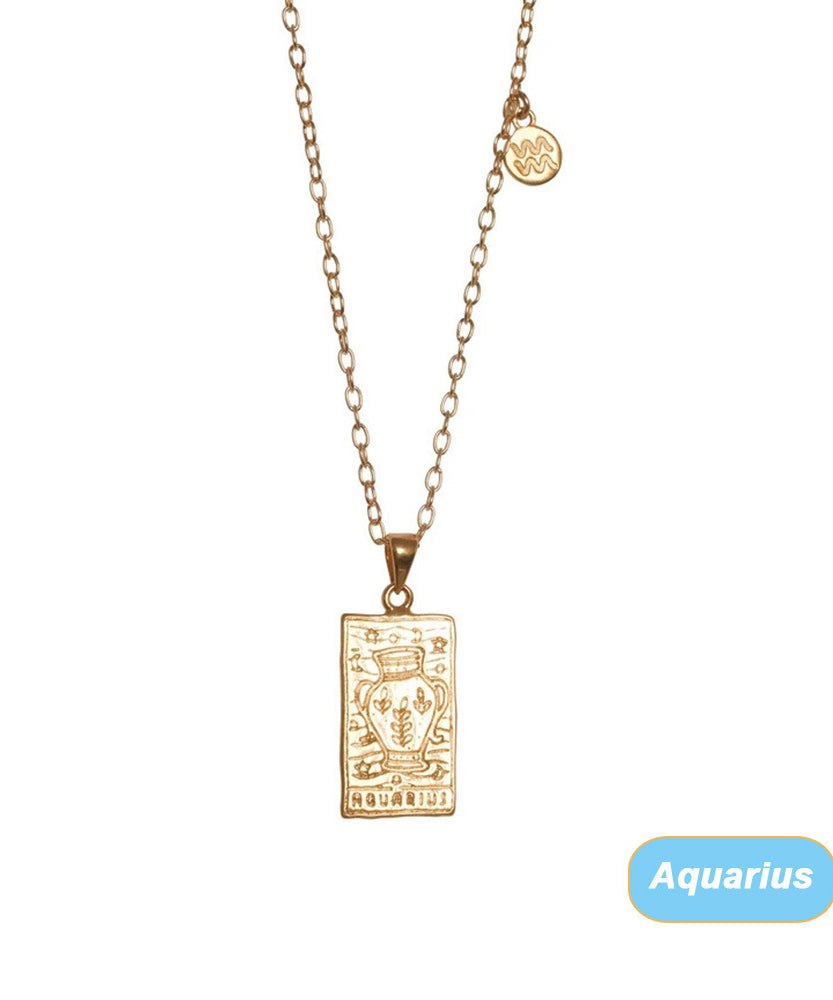 THINK HAVE Twelve Constellation Tarot Necklace Retro Constellation Necklace