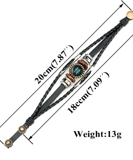 African Zodiac Sign Leather Bracelet