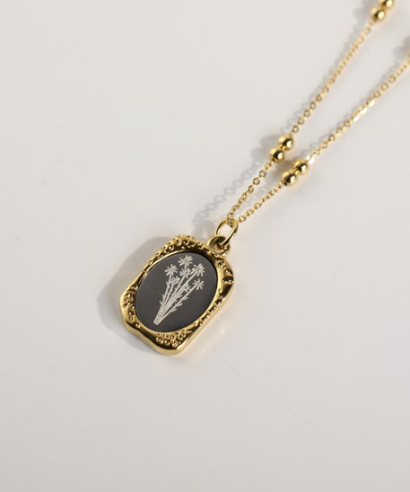 Polished Birthday Flower Mirror Necklace