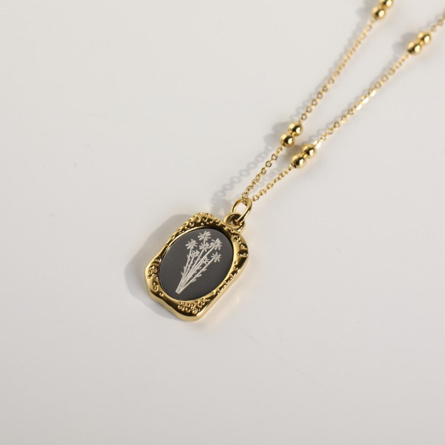 Polished Birthday Flower Mirror Necklace