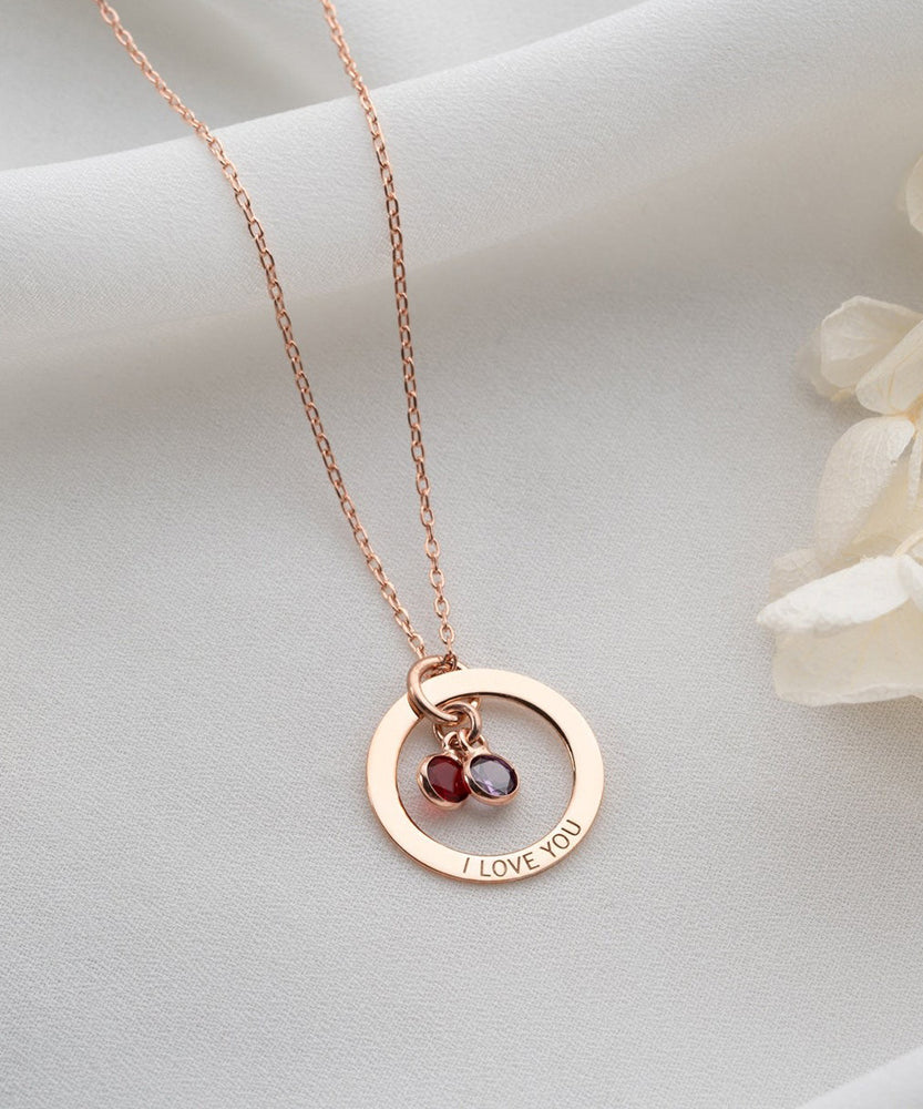 Cradled Personalized Birthstone Circle Necklace