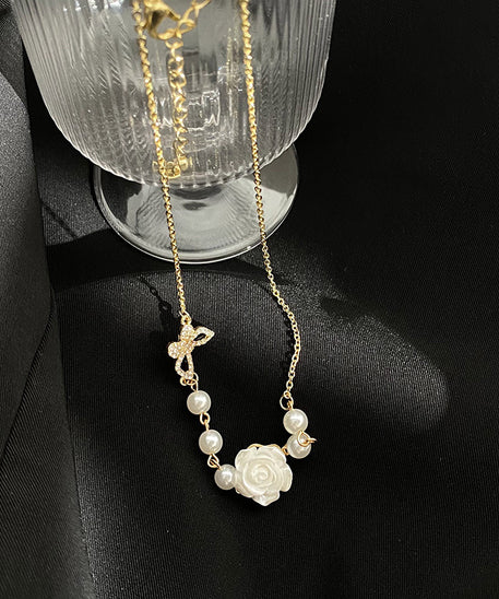 Vintage Rose Flower Necklace Clavicle Chain Necklace