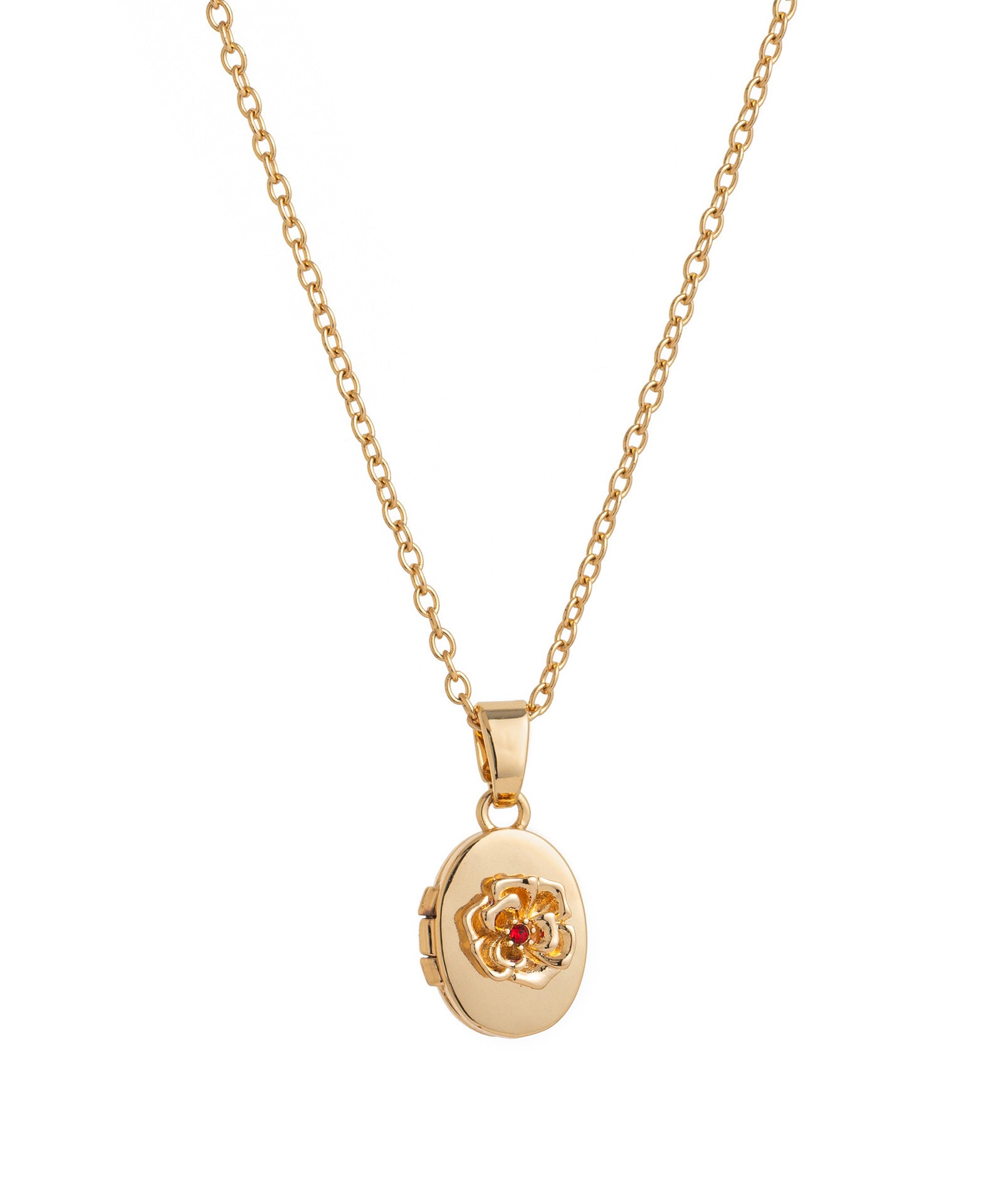 Floral Birthstone Photo Frame Necklace