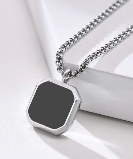 Polished Square Black Mirror Necklace