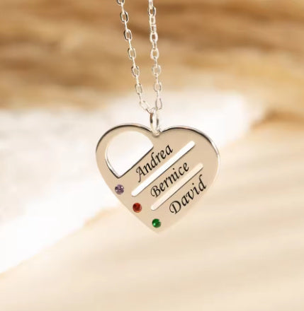 Customized Special Loved Family Heart Necklace