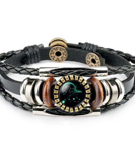 Colorful Zodiac Sign Leather Bracelet