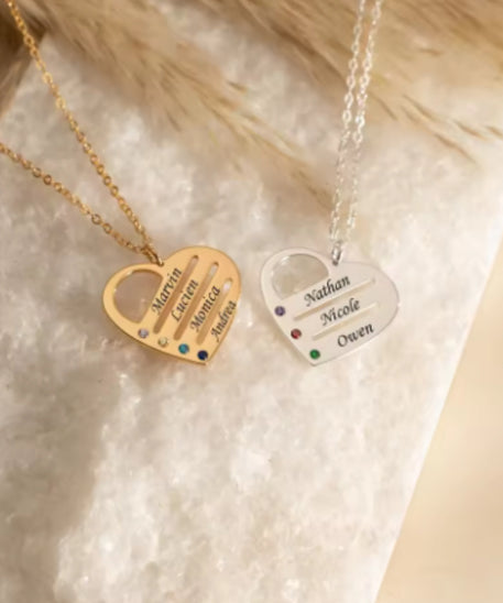 Customized Special Loved Family Heart Necklace