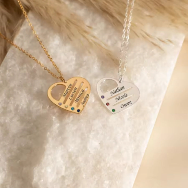 Customized Special Loved Family Heart Necklace