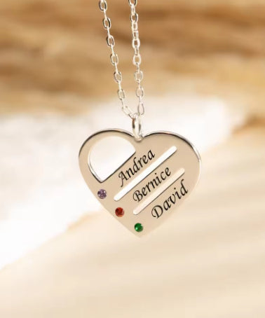 Customized Special Loved Family Heart Necklace