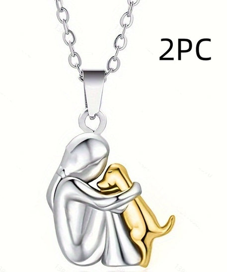 Girl & Dog Huging Earrings Stud