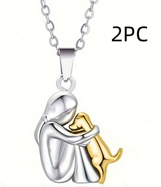 Girl & Dog Huging Earrings Stud