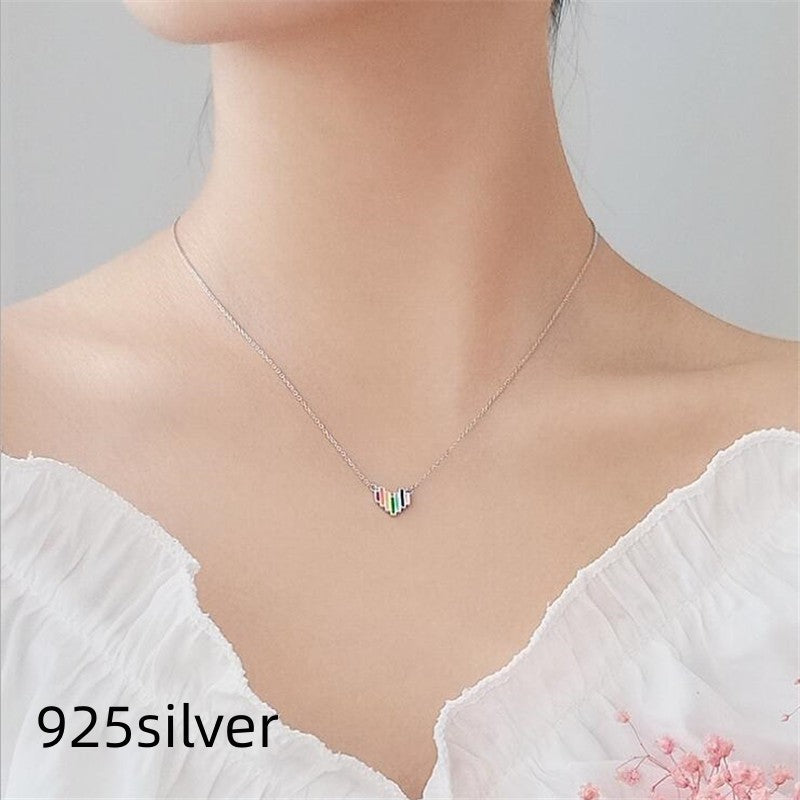 Chic Rainbow Heart Love Necklace