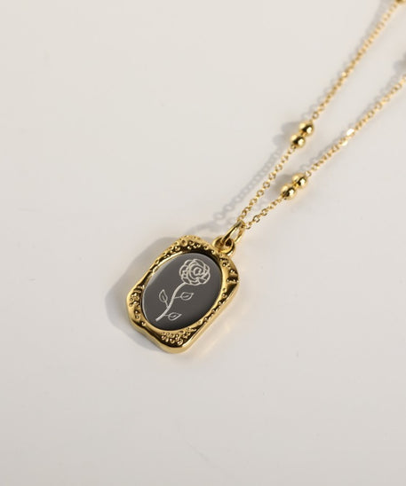 Polished Birthday Flower Mirror Necklace