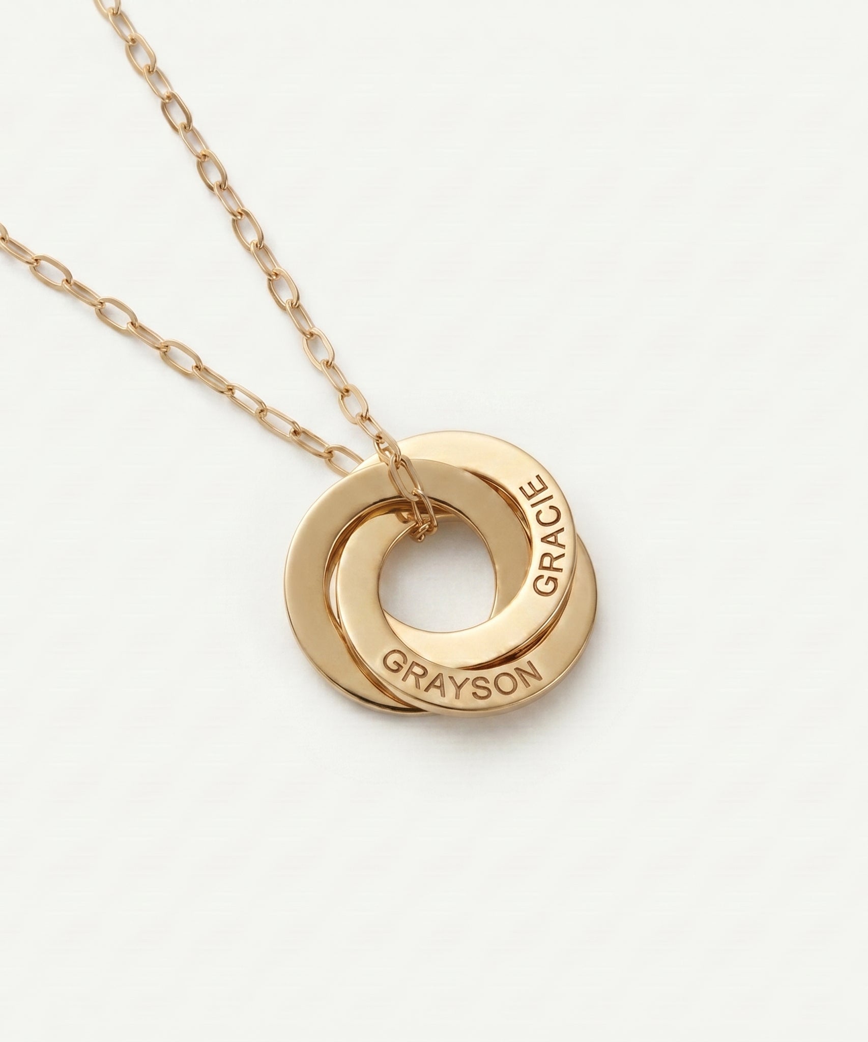 Customized Three Ring Tricolor Names Necklace