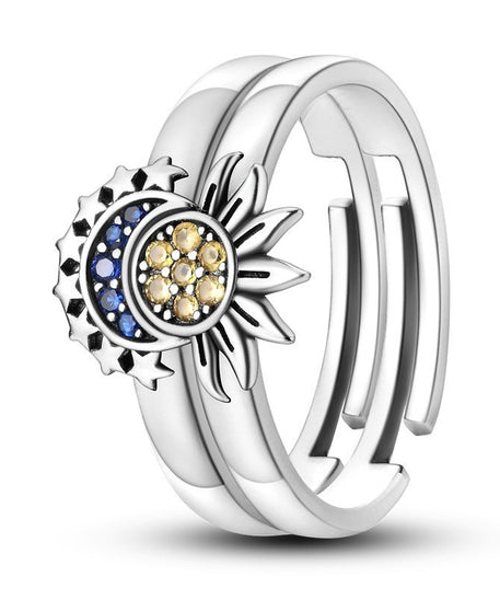 Sun-kissed, Moon-drenched Couple Rings