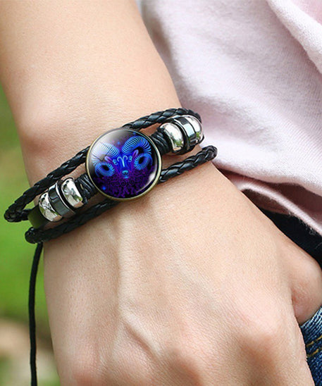 Leather Zodiac Sign Braided Bracelet