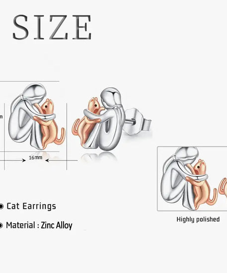 Little Girl Hugs Her Kitty Necklace