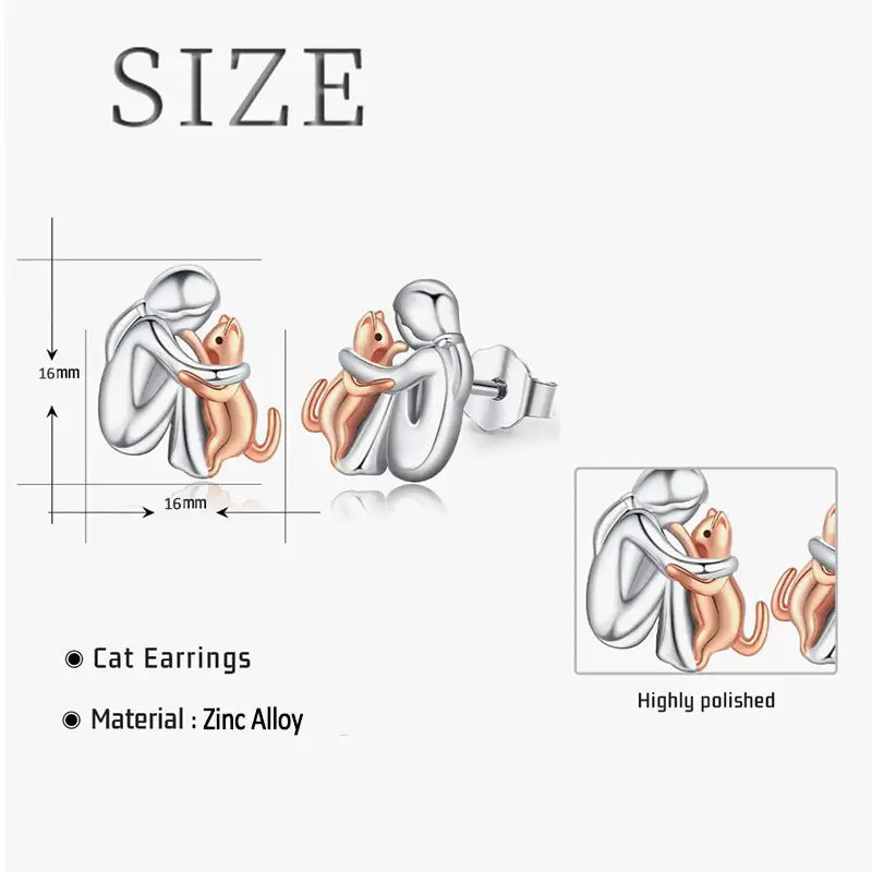 Little Girl Hugs Her Kitty Necklace