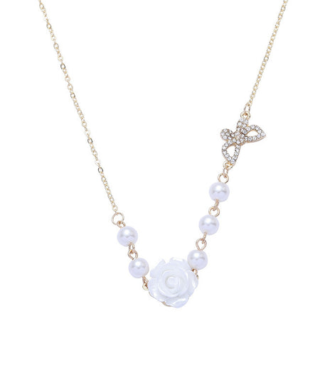 Vintage Rose Flower Necklace Clavicle Chain Necklace