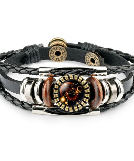 Colorful Zodiac Sign Leather Bracelet