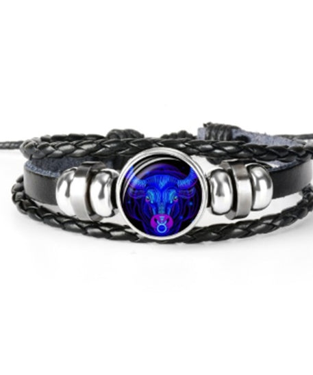 Leather Zodiac Sign Braided Bracelet
