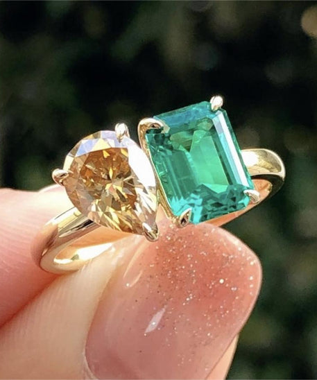 Crystal-Clear Double Square & Tear Ring