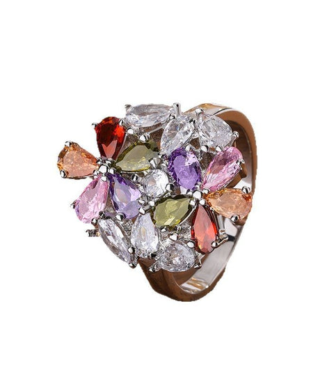 Stately Colorful Flowers Ring