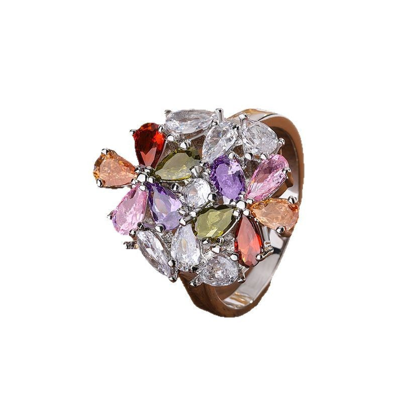 Stately Colorful Flowers Ring