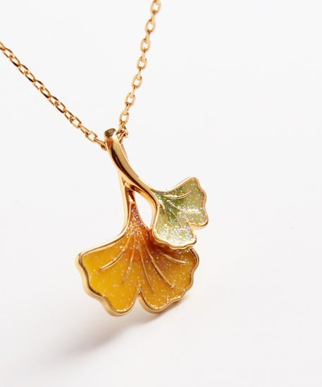 Autumn Winds Ginkgo Biloba Leaf Necklace