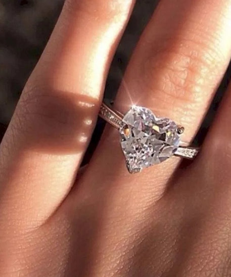 Polished Crystal Heart Ring