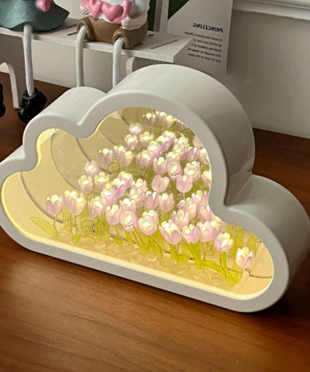 Handmade DIY Cloud Tulip Mirror Night Light