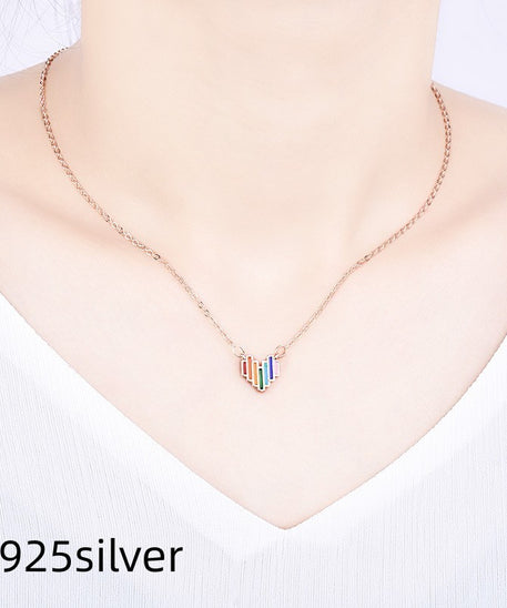 Chic Rainbow Heart Love Necklace