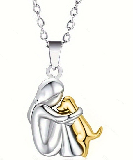 Girl & Dog Huging Earrings Stud