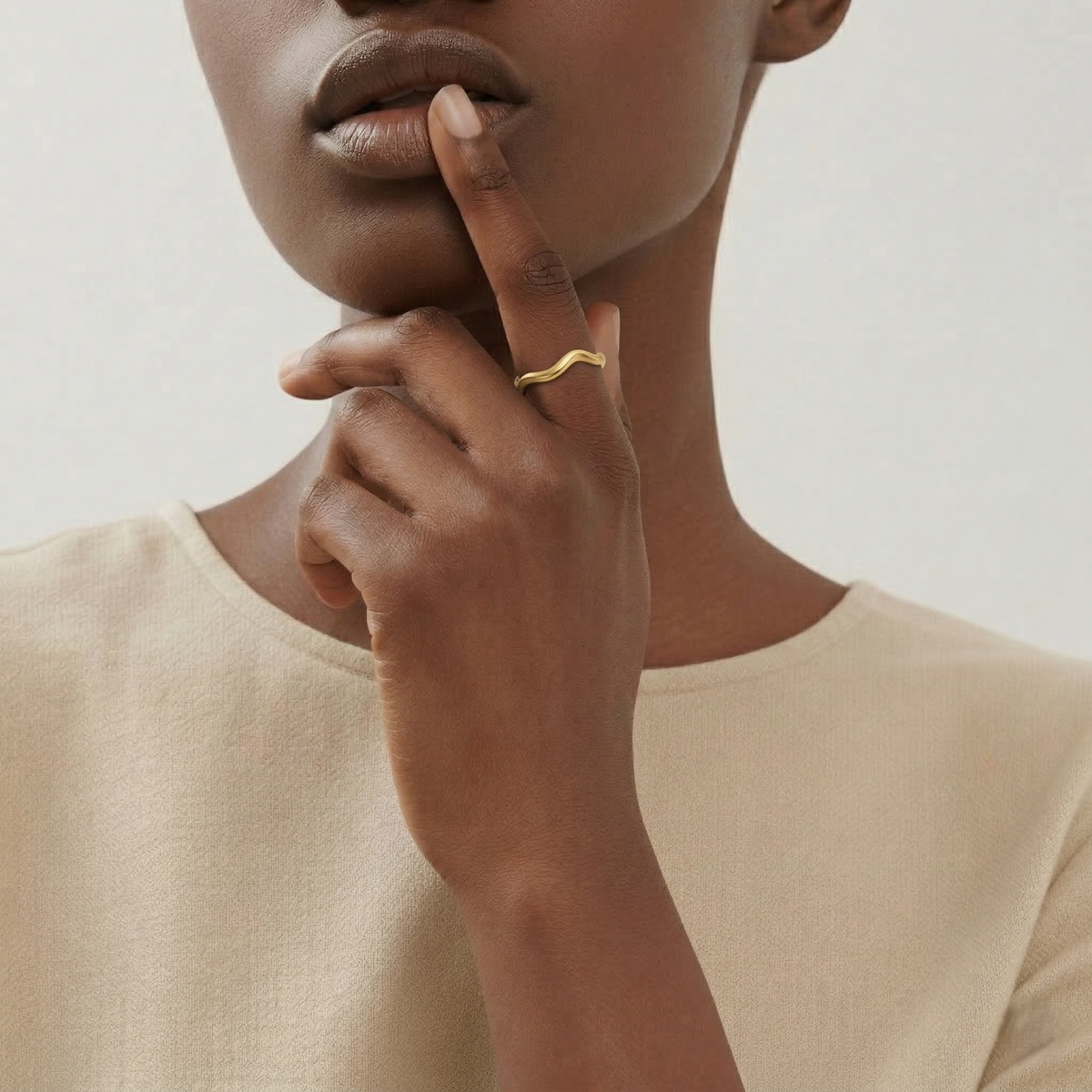 Emotional Curvy Joints Small Wave Ring