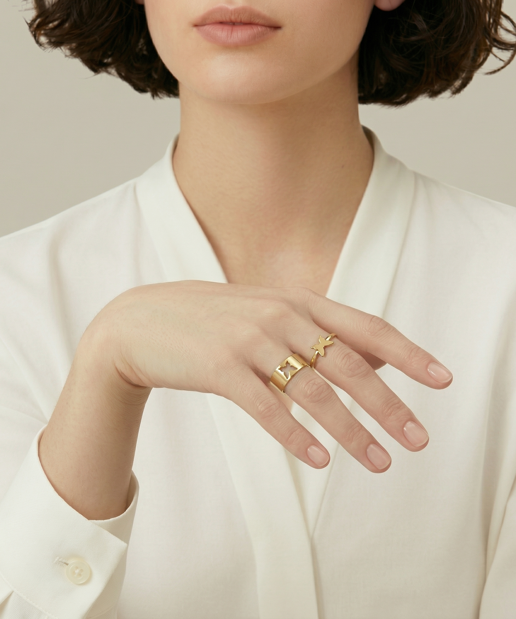 Heartfelt Butterfly Adjustable Ring (set of 2 rings)