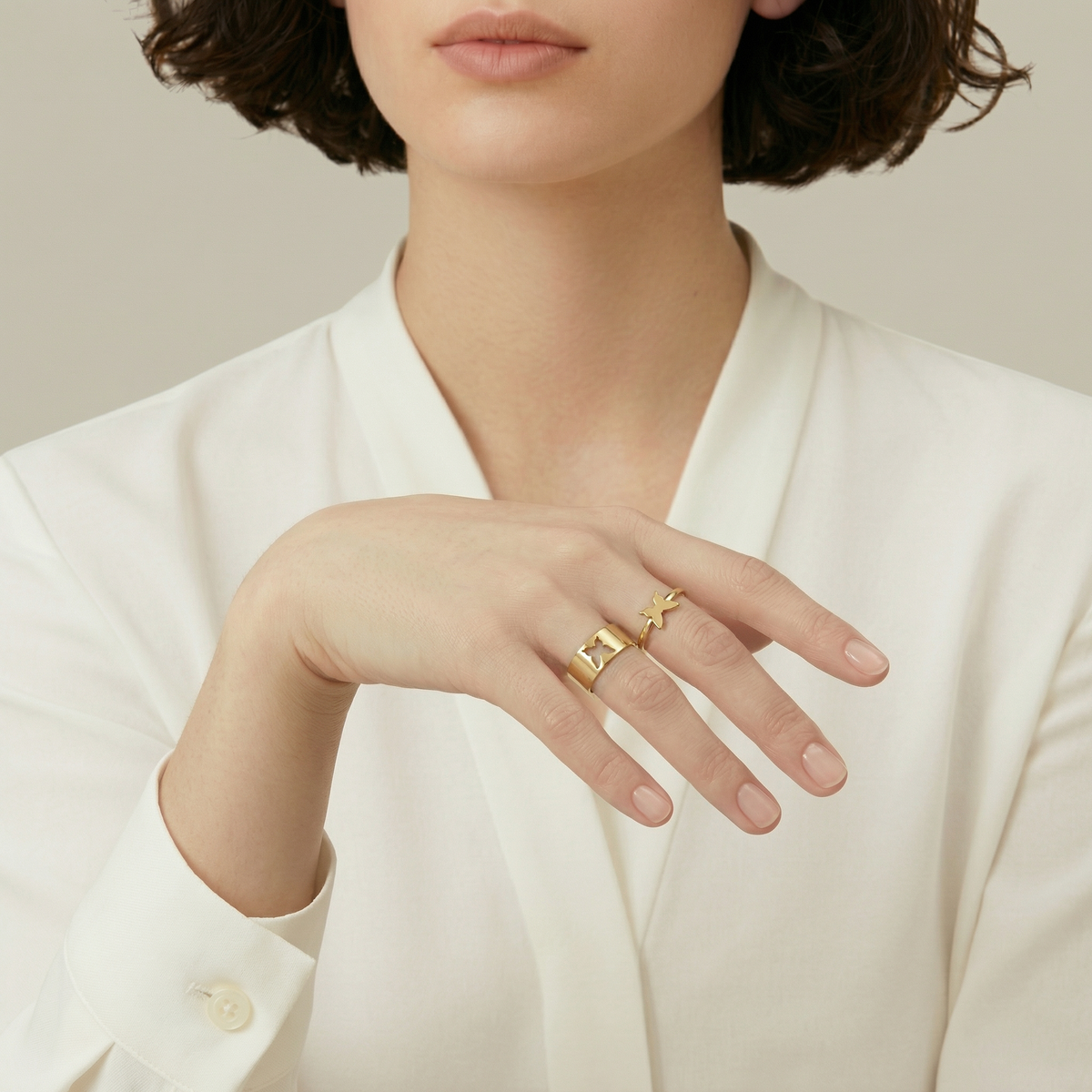 Heartfelt Butterfly Adjustable Ring (set of 2 rings)
