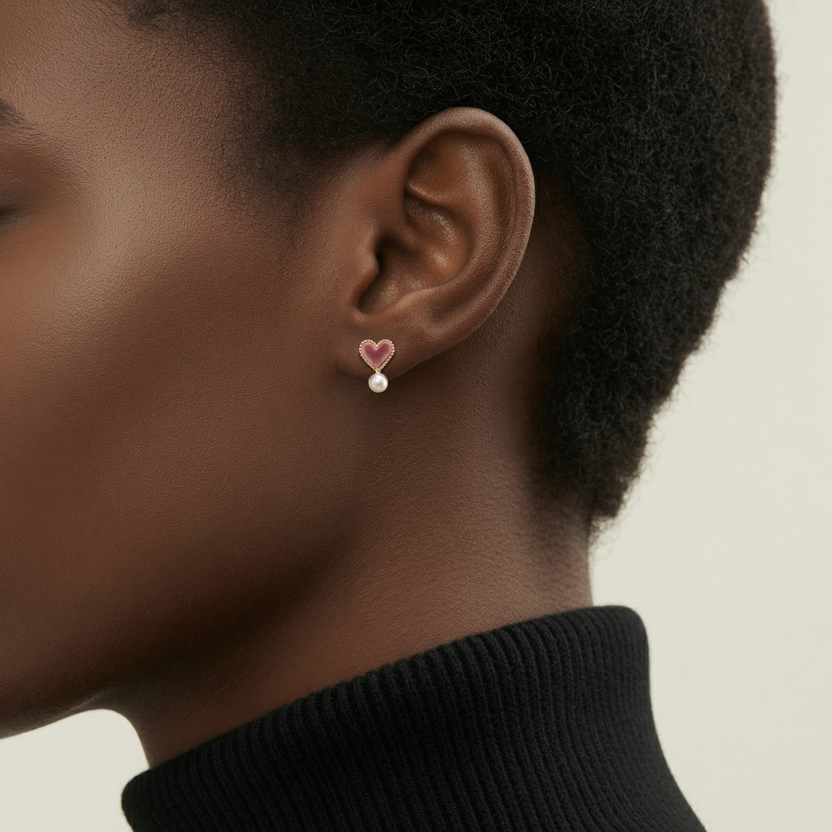 Striking Heart Shaped Love Pearl Earrings