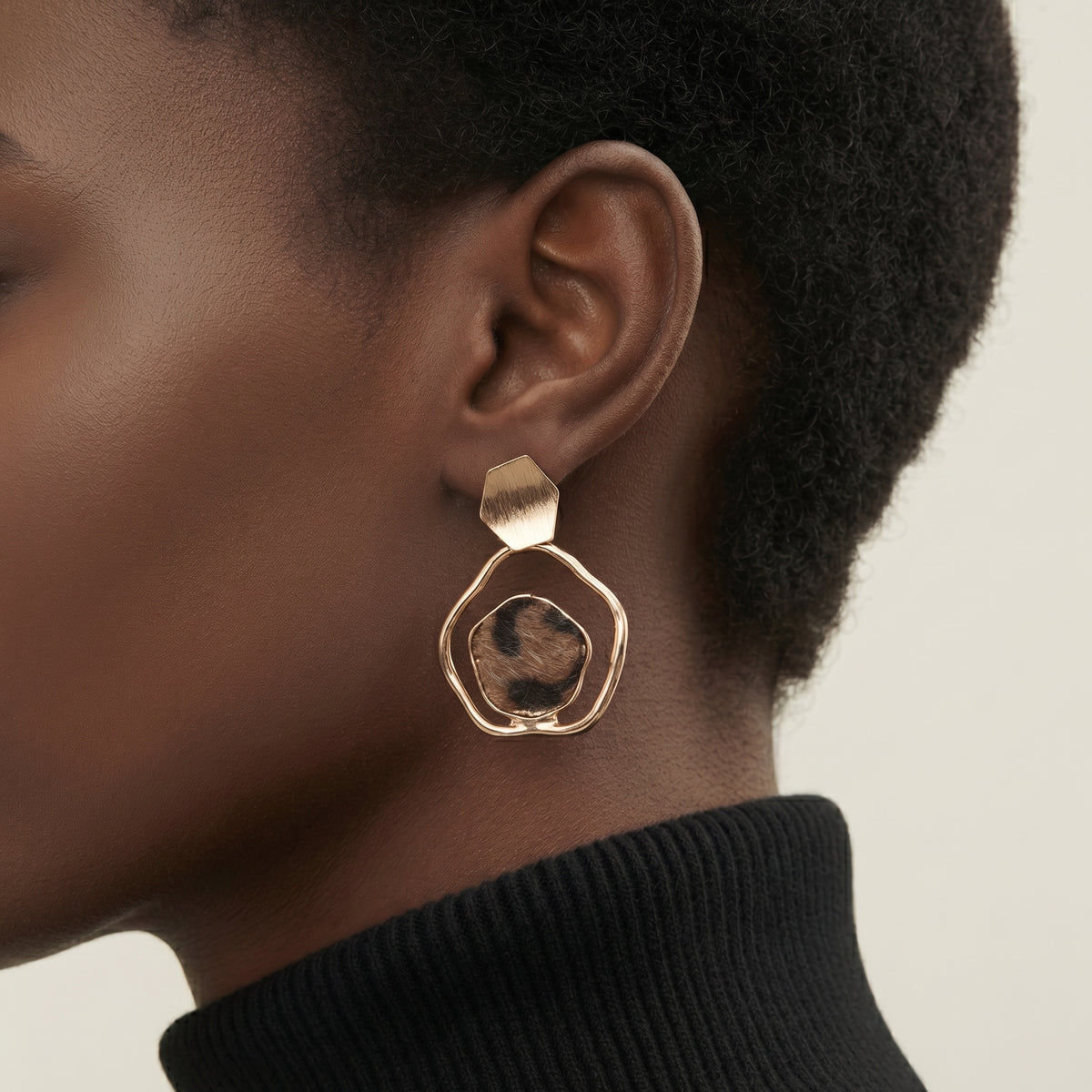 Exclusive Hexagon Leopard Earrings