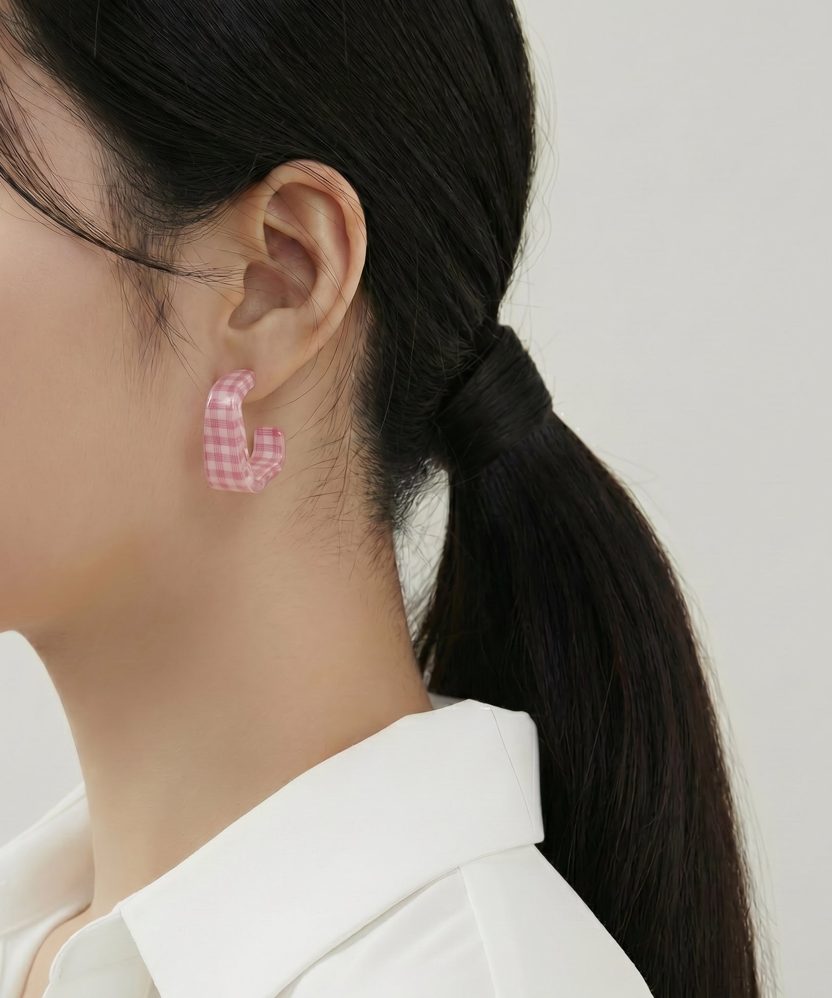 Vintage C-Shaped Pink Earrings