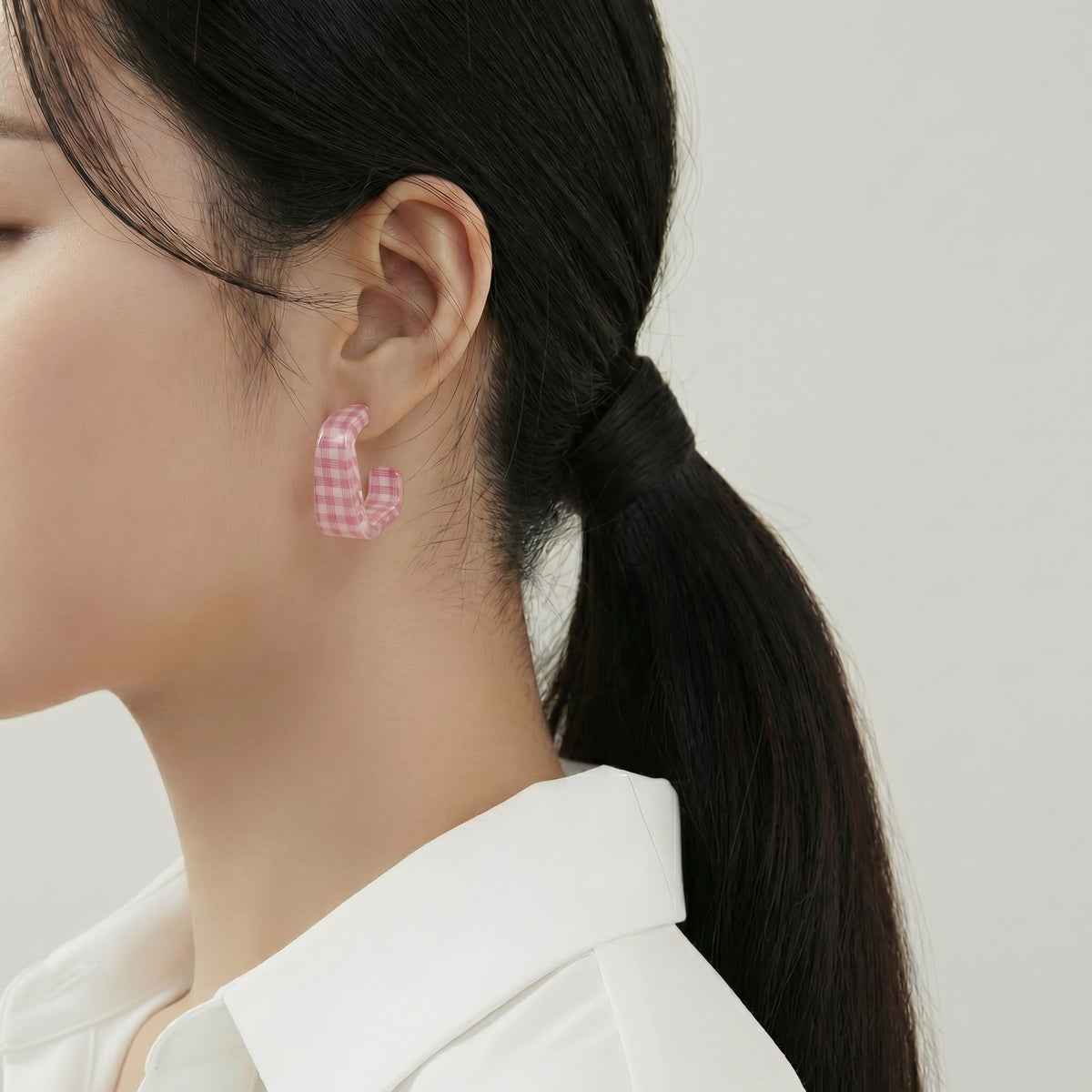 Vintage C-Shaped Pink Earrings