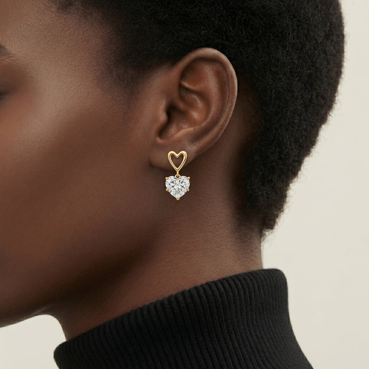 Faceted Hear Shaped Earrings