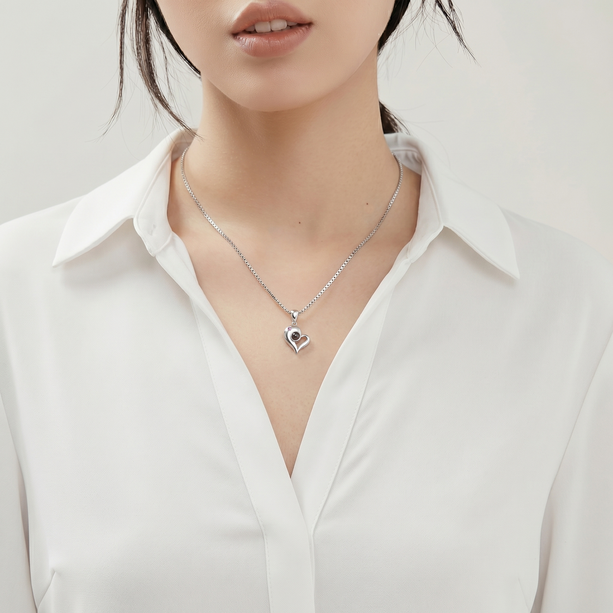 Customized 100 Languages Couple Love Projection Necklace