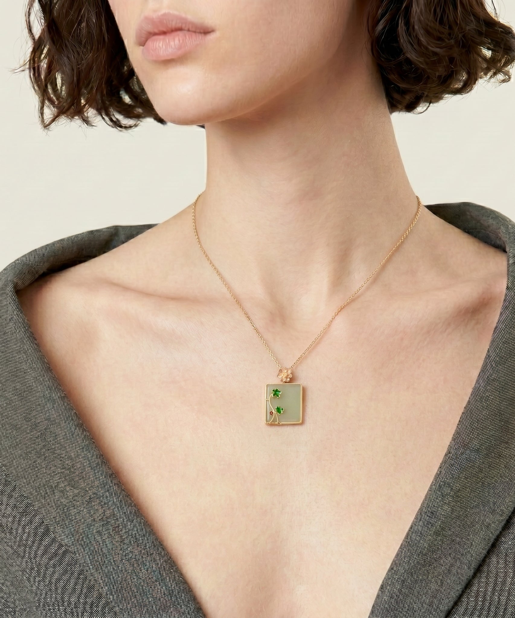 Classical Enamel Lotus Necklace