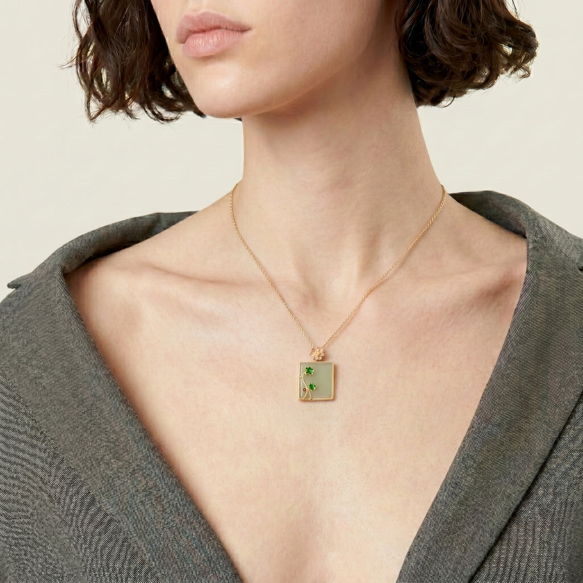 Classical Enamel Lotus Necklace
