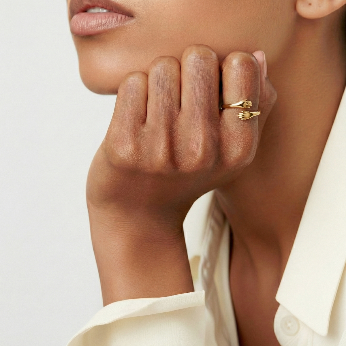 Intimate Embrace Hands Hug Ring