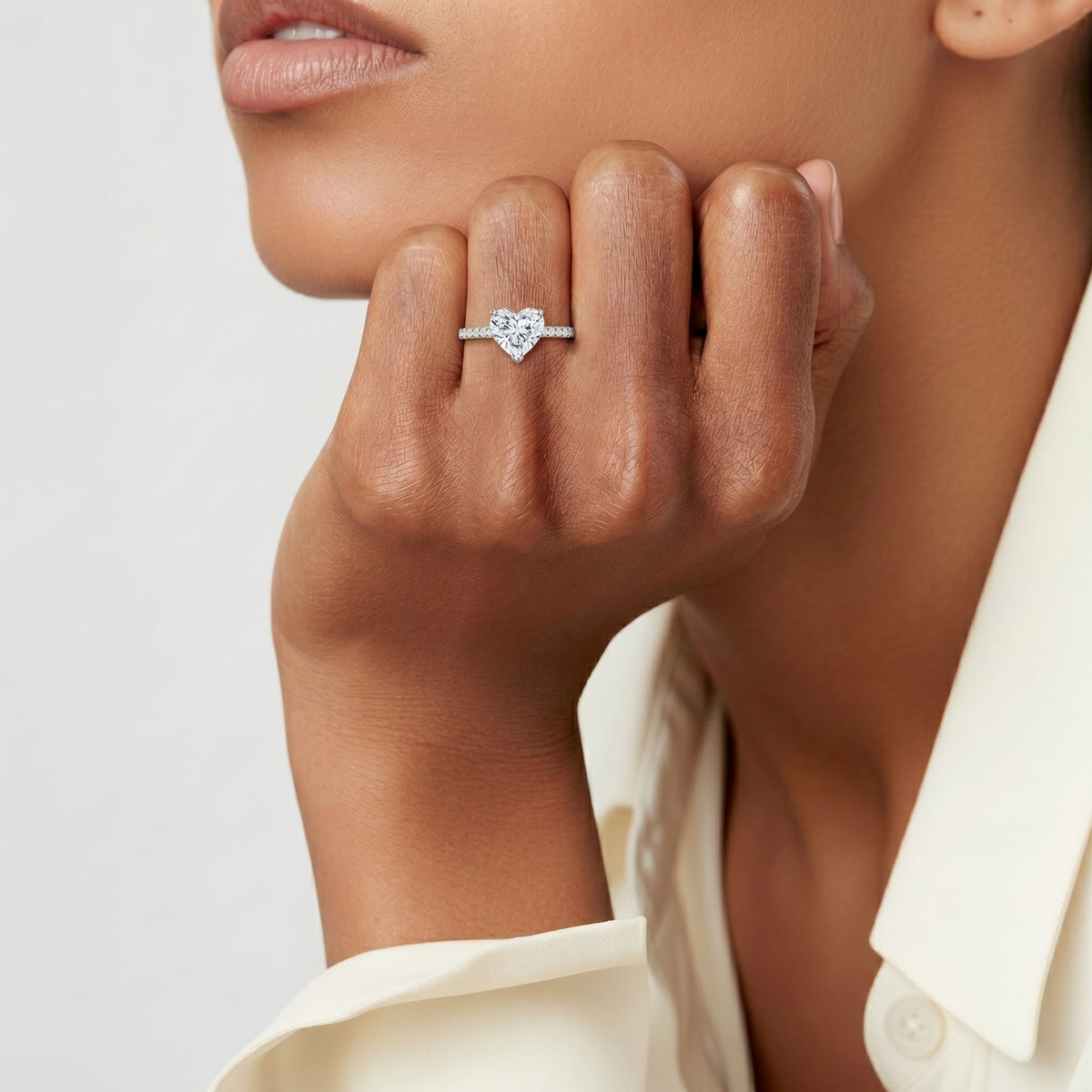 Polished Crystal Heart Ring