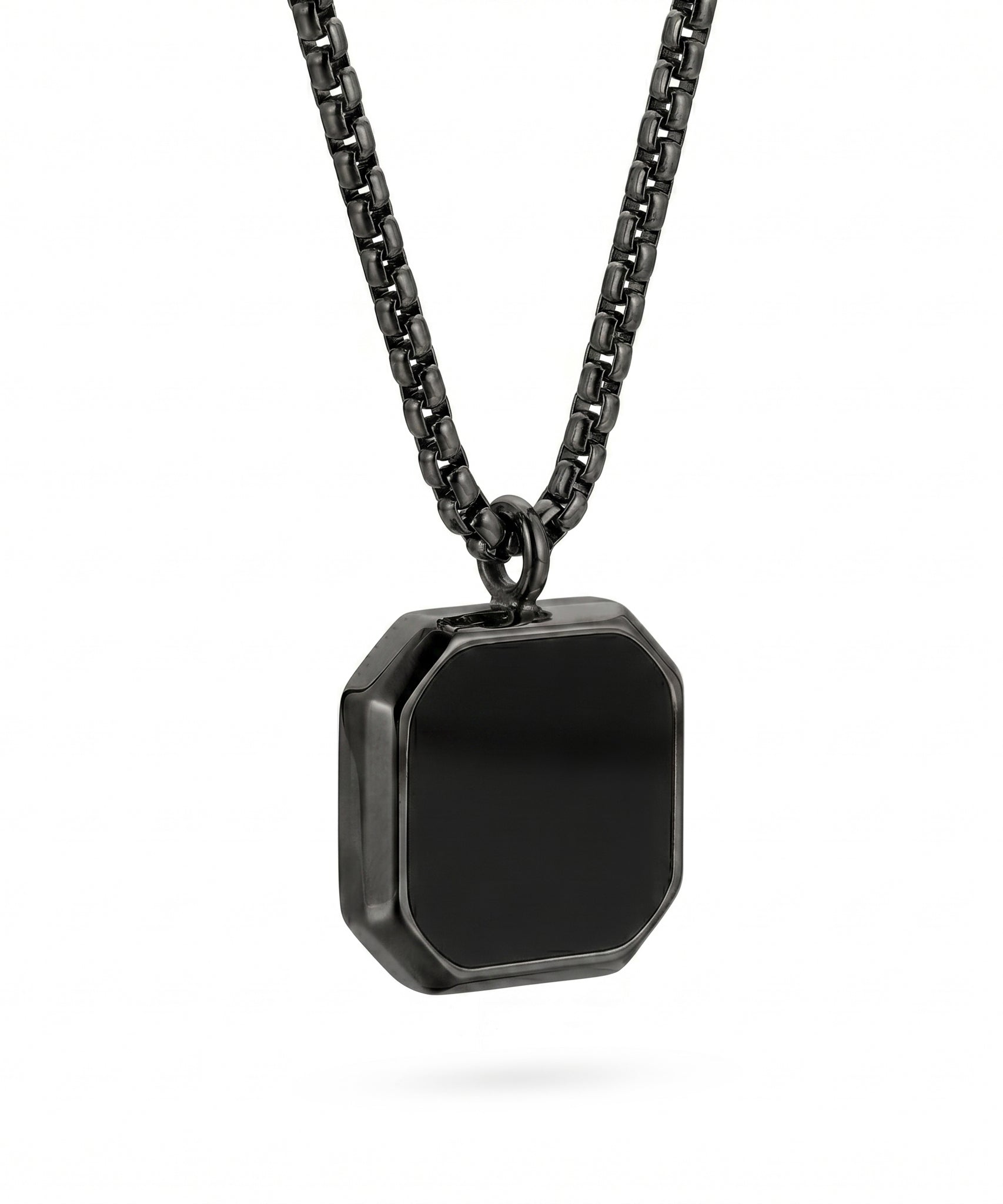 Polished Square Black Mirror Necklace