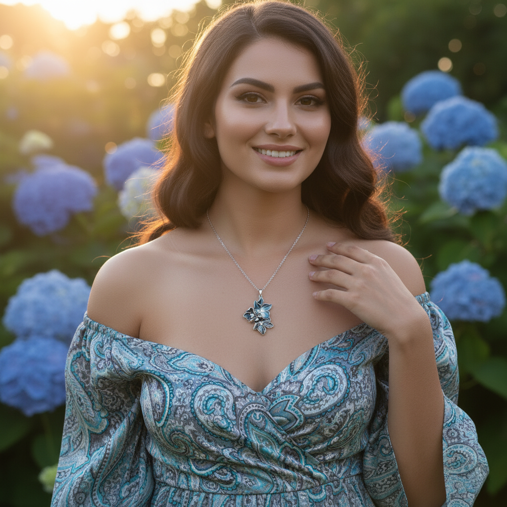 Light-catching Flower Necklace